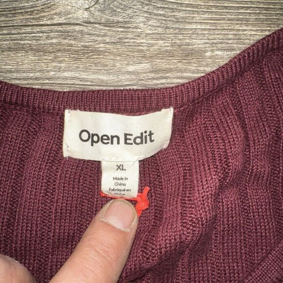 OPEN EDIT Asymmetric V-neck Tunic Sweater In Burgundy. Size XL. NWOT. 12 - Picture 5 of 11